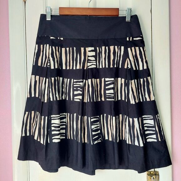 Talbots 100% Cotton Tribal Tiger Striped A-Line Petite Skirt Sz 4P - Picture 2 of 9